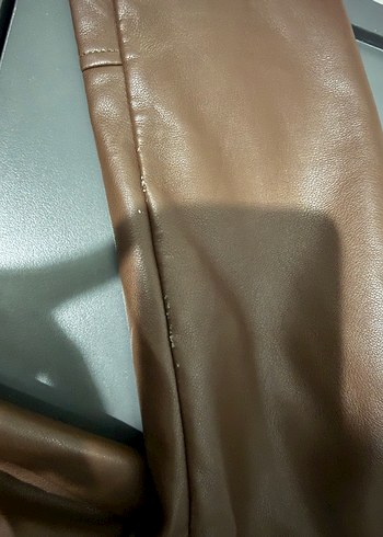 Kahverengi Deri Biker Ceket - Görsel 4