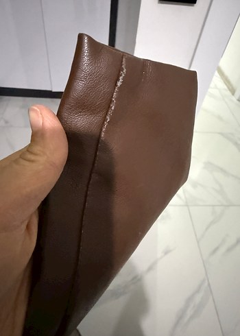 Kahverengi Deri Biker Ceket - Görsel 3