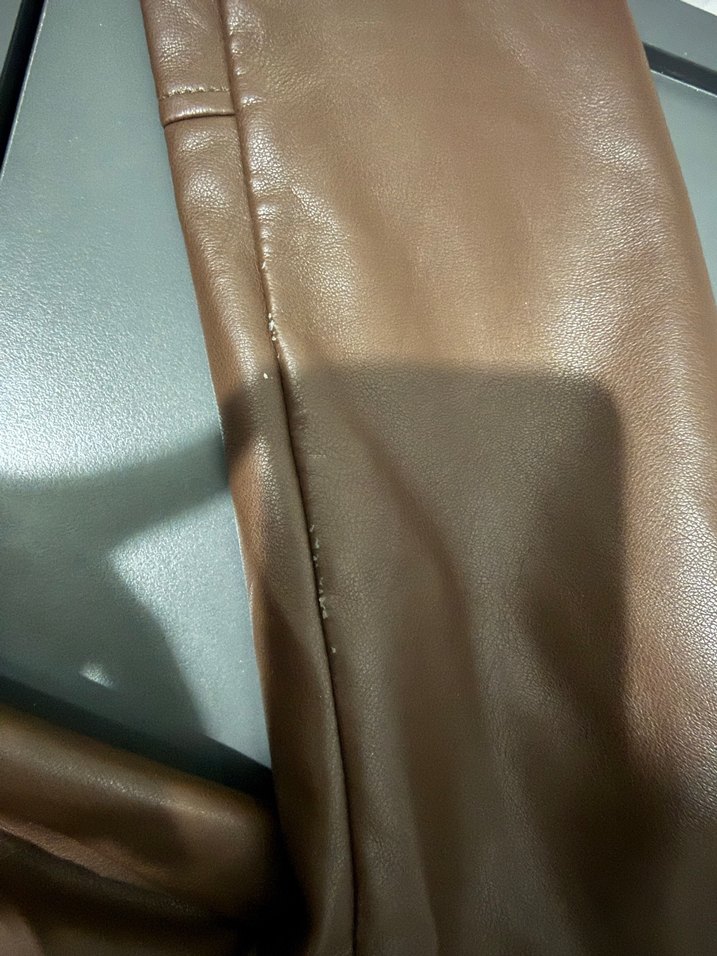 Kahverengi Deri Biker Ceket - Görsel 4