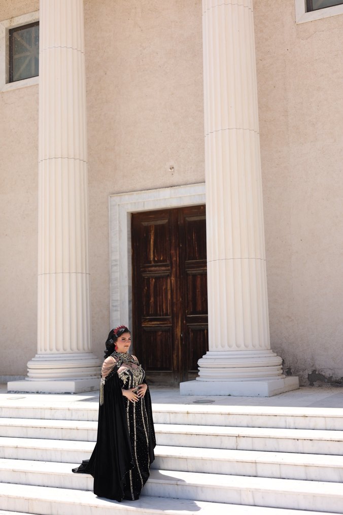 Uzun Siyah Gotik Straplez Kadın bindallı - Görsel 4