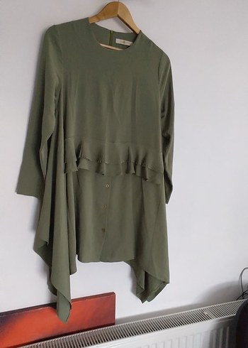 Uzun Kollu Salaş Haki Tunik - Görsel 3