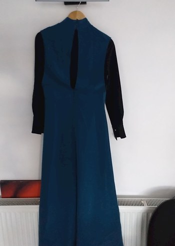 Uzun Kollu Lacivert Uzun Elbise - Görsel 2