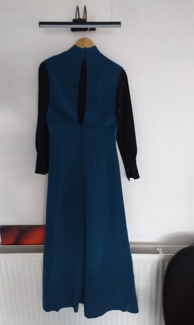 Uzun Kollu Lacivert Uzun Elbise - Görsel 2