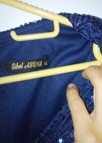 Lacivert Drapeli Uzun Abiye Elbise - Görsel 3