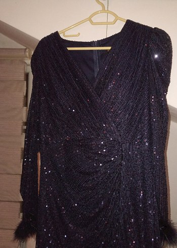 Lacivert Drapeli Uzun Abiye Elbise - Görsel 2