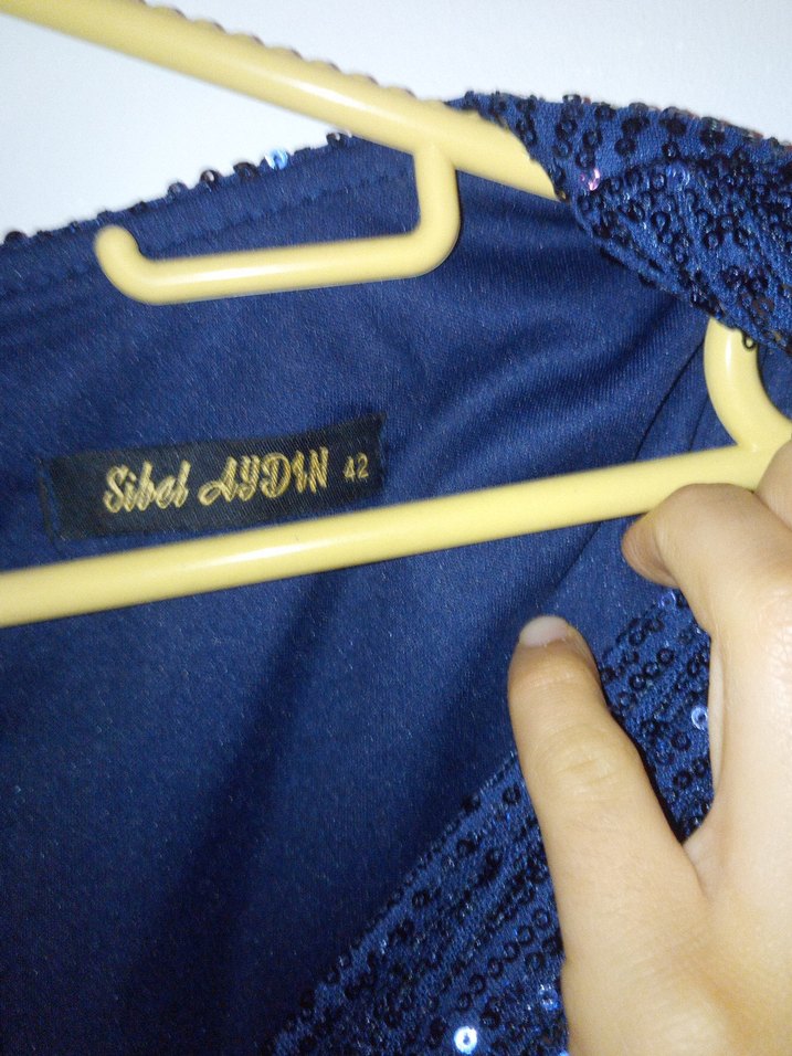 Lacivert Drapeli Uzun Abiye Elbise - Görsel 3