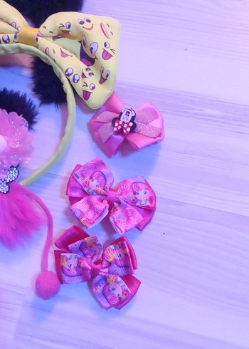 Renkli Nakışlı Fiyonk Detaylı Çocuk Saç Aksesuarları - Görsel 2