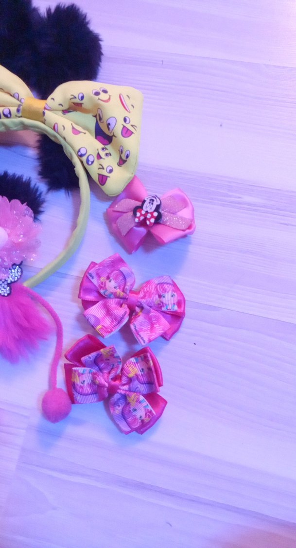 Renkli Nakışlı Fiyonk Detaylı Çocuk Saç Aksesuarları - Görsel 2