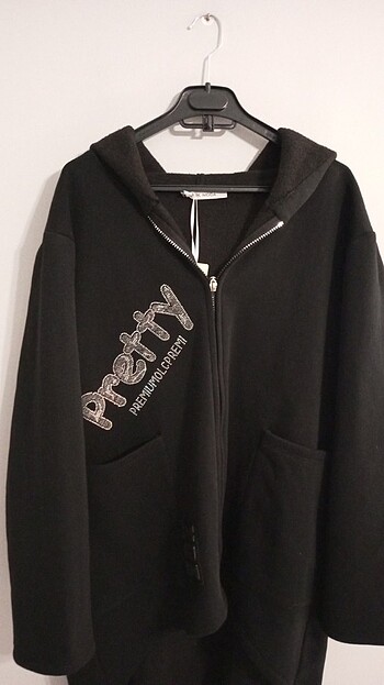 Diğer Siyah uzun kapüşonlu sweat