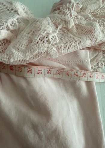 Kız Çocuk Pembe Dantel Detaylı Straplez Bluz - Görsel 2