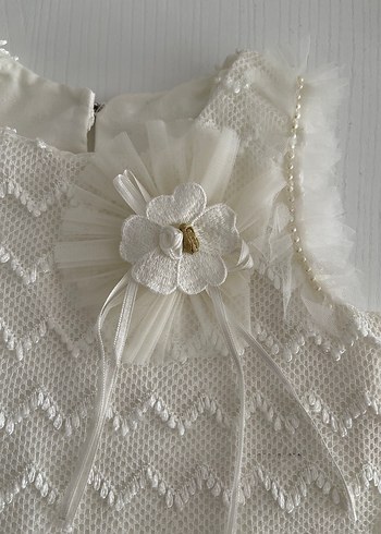 Dantel Detaylı Beyaz Kız Çocuk Takımı - Görsel 2