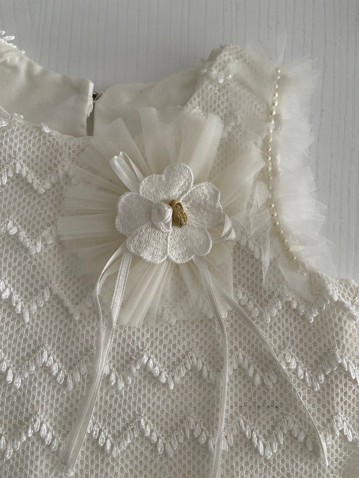 Dantel Detaylı Beyaz Kız Çocuk Takımı - Görsel 2