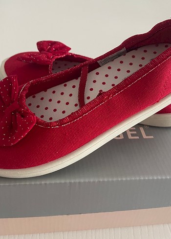 Kırmızı Fiyonklu Kız Çocuk Babet Ayakkabı - Görsel 3