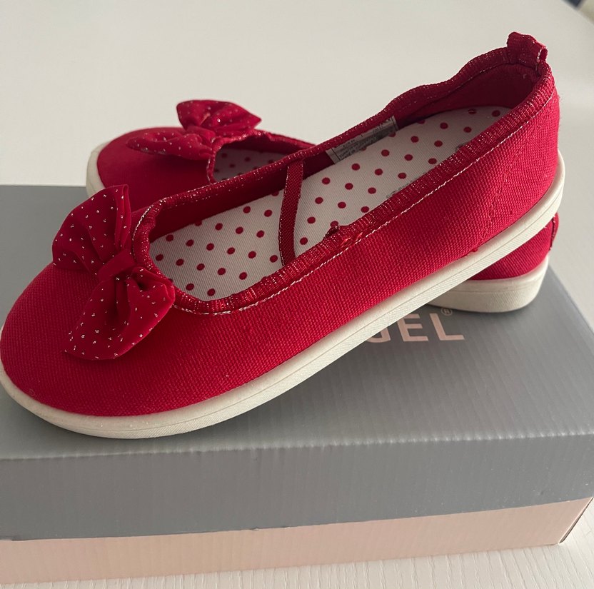 Kırmızı Fiyonklu Kız Çocuk Babet Ayakkabı - Görsel 3