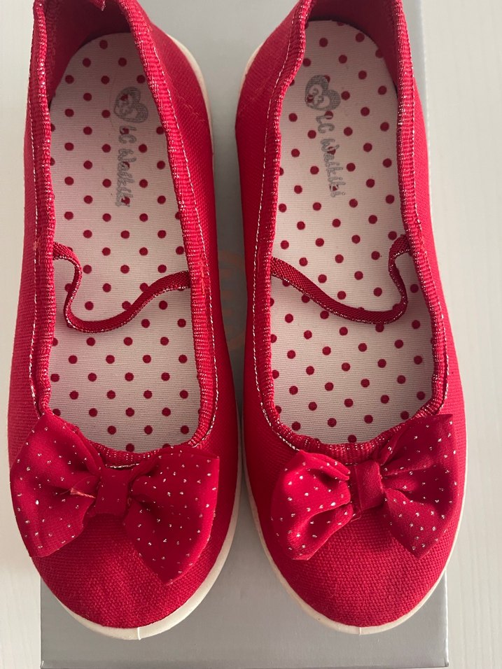 Kırmızı Fiyonklu Kız Çocuk Babet Ayakkabı - Görsel 2