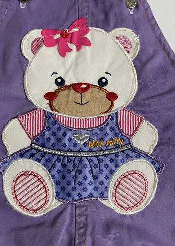 Kız Çocuk Renkli Nakışlı Mor Askılı Tulum - Görsel 3