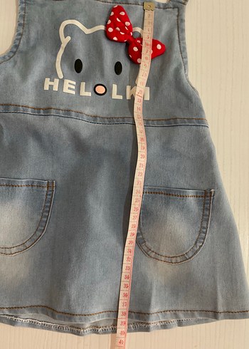 Kız Çocuk Renkli Baskılı Kot Elbise - Görsel 4