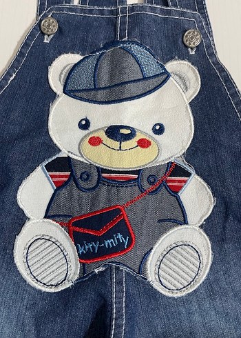 Erkek Bebek Renkli Nakışlı Kot Salopet - Görsel 2