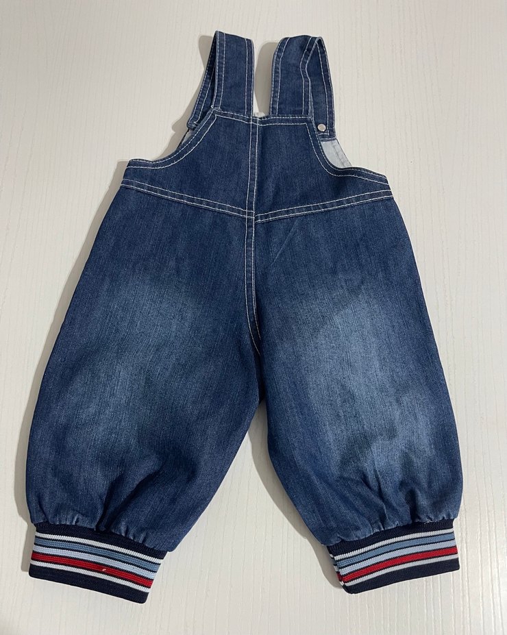 Erkek Bebek Renkli Nakışlı Kot Salopet - Görsel 4