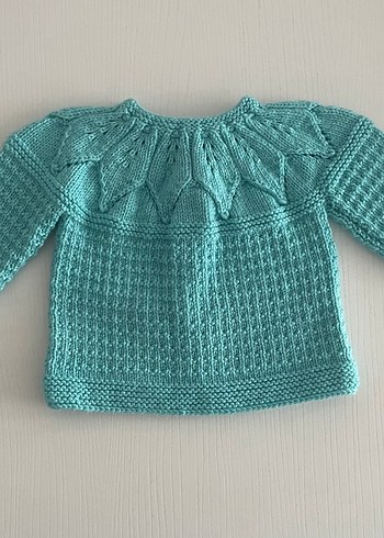 Turkuaz Kız Örgü Hırka - Görsel 2