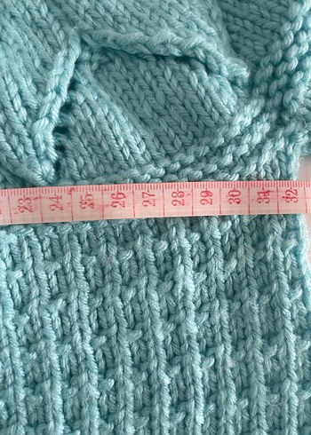 Turkuaz Kız Örgü Hırka - Görsel 3