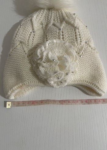 Nakışlı Beyaz Örgü Çocuk Bere - Görsel 4
