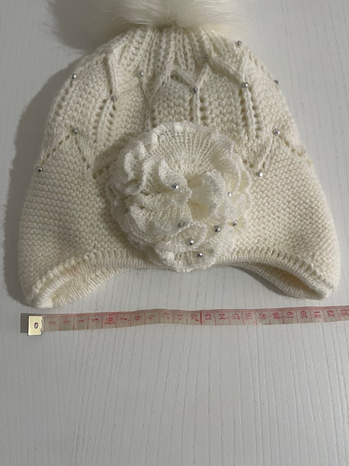 Nakışlı Beyaz Örgü Çocuk Bere - Görsel 4