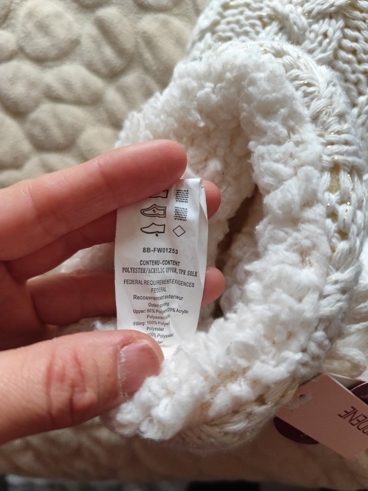 Kız Çocuk Örgü Beyaz Sıcak Ev Terliği - Görsel 4