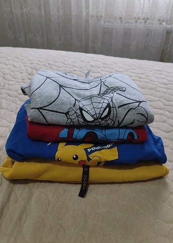 Renkli Baskılı Mavi Erkek Çocuk Sweatshirt - Görsel 9