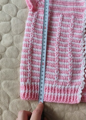 Pembe Örgü Kolsuz Kız Hırka - Görsel 5