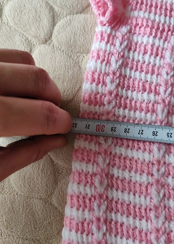 Pembe Örgü Kolsuz Kız Hırka - Görsel 4