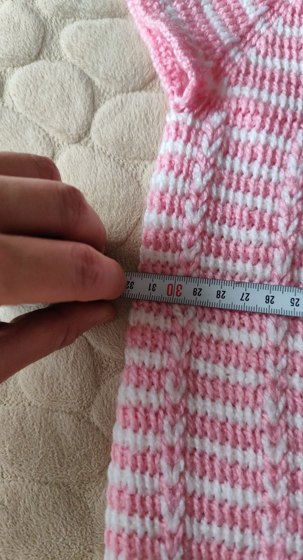 Pembe Örgü Kolsuz Kız Hırka - Görsel 4