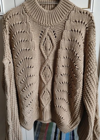 Bej Örgü Kadın Kazak - Görsel 5