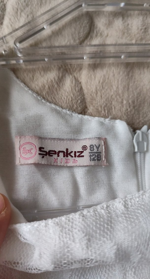 Kız Çocuk Beyaz Dantel Detaylı Uzun Kollu Elbise - Görsel 5