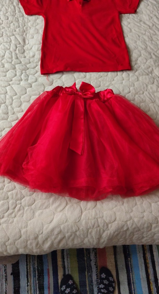 Kız Çocuk Kırmızı Fırfırlı Etek - Görsel 3