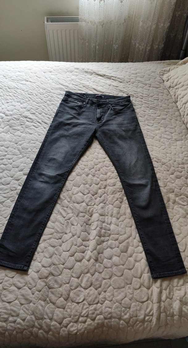Gri Erkek Denim Pantolon, Normal Boy, Dar Kesim - Görsel 2