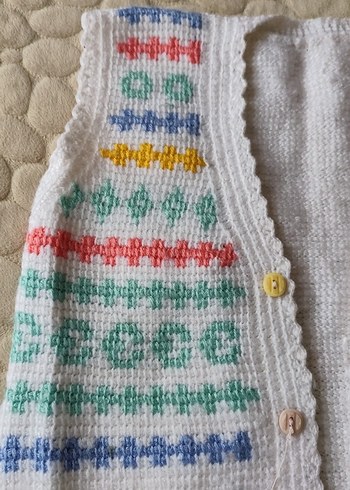 Kız Çocuk Renkli Nakışlı Örgü Süveter - Görsel 2