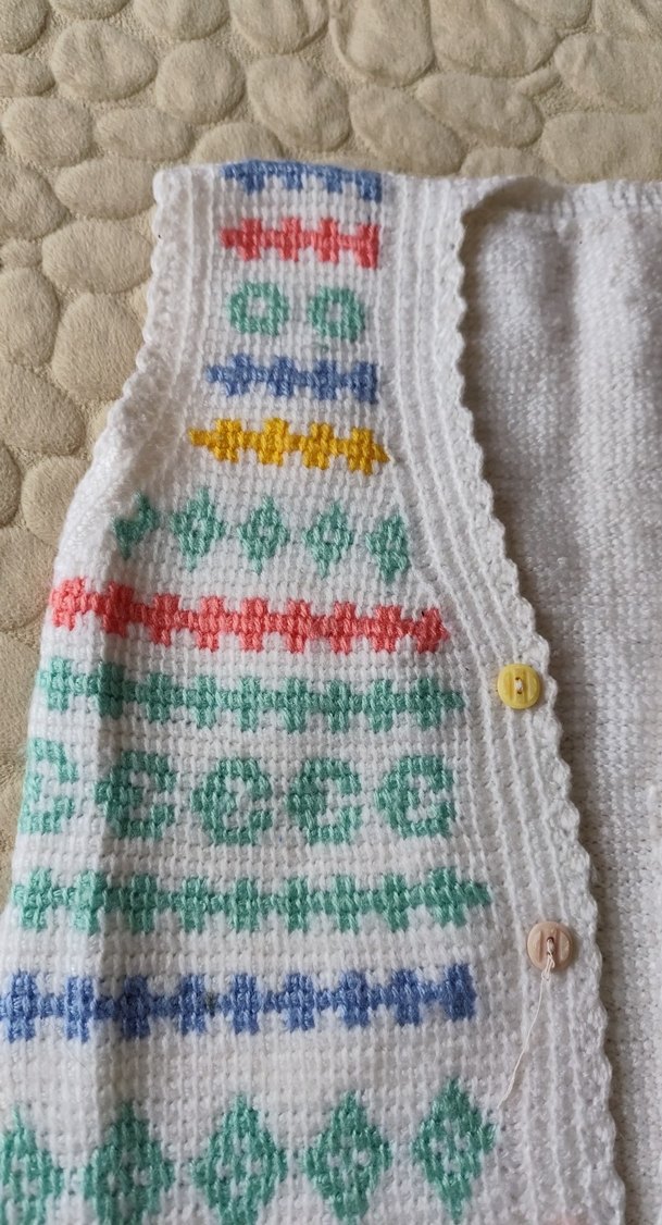 Kız Çocuk Renkli Nakışlı Örgü Süveter - Görsel 2