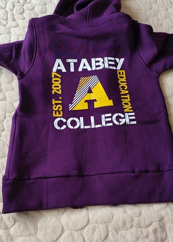 unisex Kapüşonlu Mor Fermuarlı Sweatshirt - Görsel 4