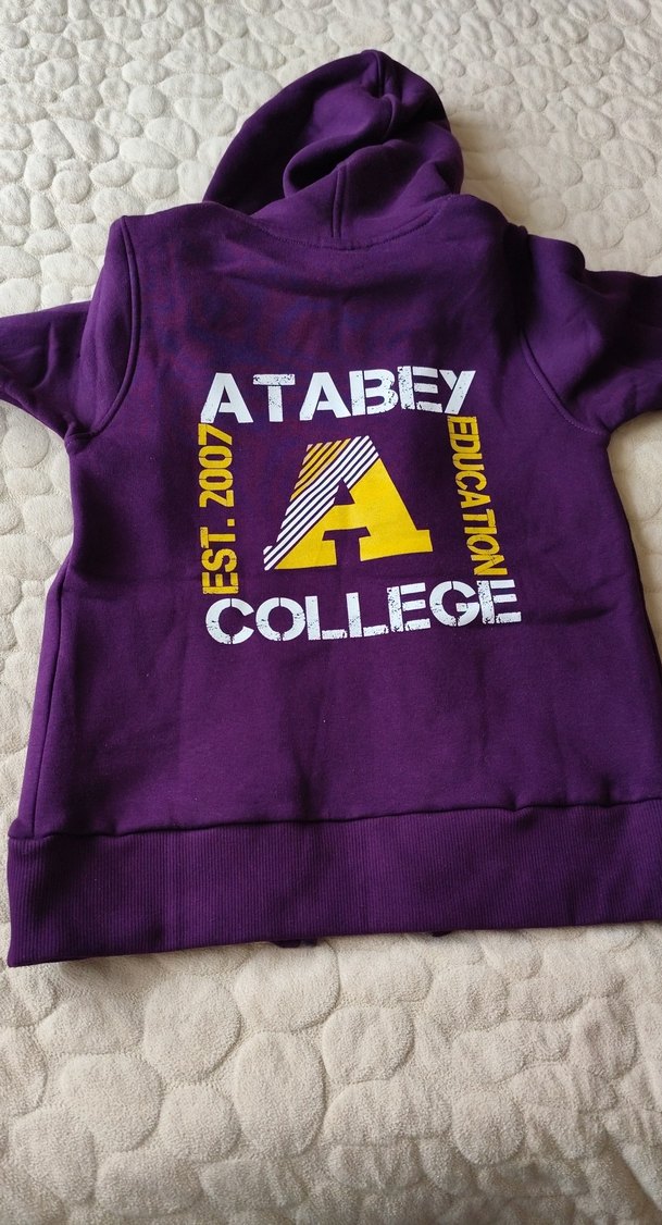 unisex Kapüşonlu Mor Fermuarlı Sweatshirt - Görsel 4