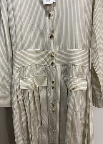 Mavi Pamuklu Uzun Kollu Piliseli Elbise - Görsel 3