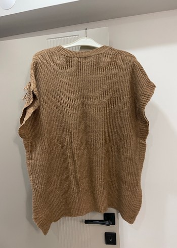 Bohem Tarzı Örgü Kahverengi Kadın Süveter - Görsel 3