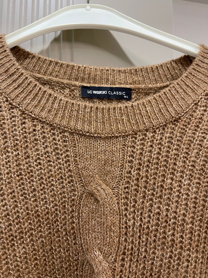 Bohem Tarzı Örgü Kahverengi Kadın Süveter - Görsel 2