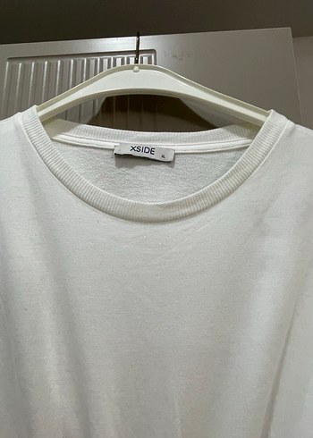 Kadın Beyaz Keten Mini Sweatshirt - Görsel 3