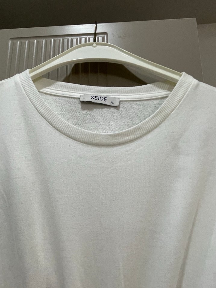 Kadın Beyaz Keten Mini Sweatshirt - Görsel 3