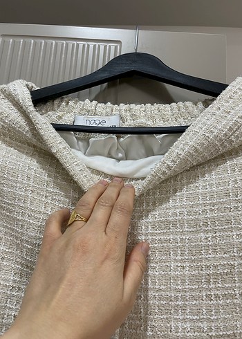 Kadın Beyaz Kısa Ceket ve Etek Takımı - Görsel 6