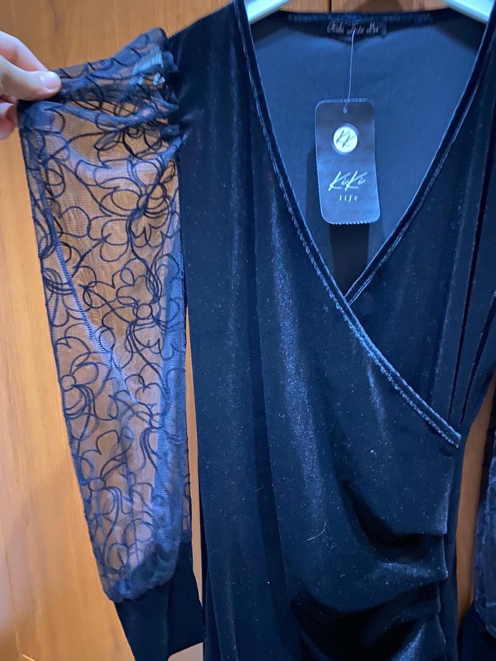 Midi Siyah Gotik Kadın Abiye Elbise - Görsel 2