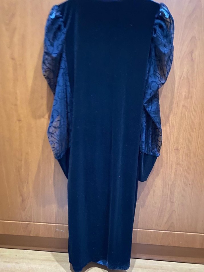 Midi Siyah Gotik Kadın Abiye Elbise - Görsel 3