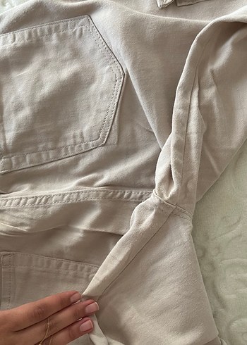 Beli lastikli Bej Keten Kadın Pantolon 40 bedene kadar uyumlu - Görsel 5