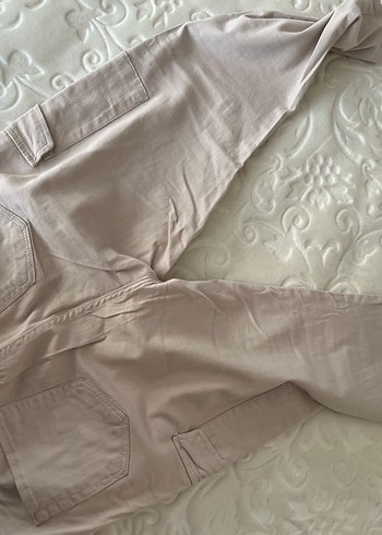 Beli lastikli Bej Keten Kadın Pantolon 40 bedene kadar uyumlu - Görsel 3